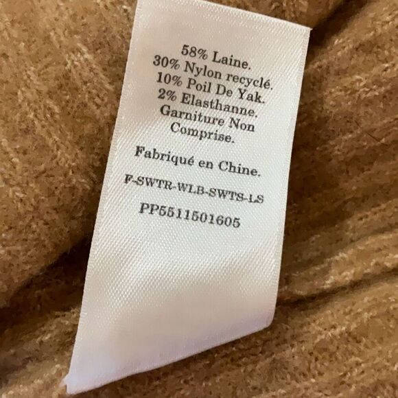 Everlane Tan The Cozy-Stretch Knit Long Sleeve Mock Neck Pullover Sweater Small - Picture 9 of 10